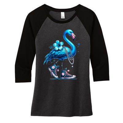 Flamingo Chucks And Pearls Comma La Kamala 2024 Women's Tri-Blend 3/4-Sleeve Raglan Shirt