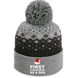 First Christmas As A Dad Funny New Dad Xmas Holiday Father The Baniff Cuffed Pom Beanie