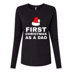 First Christmas As A Dad Funny New Dad Xmas Holiday Father Womens Cotton Relaxed Long Sleeve T-Shirt