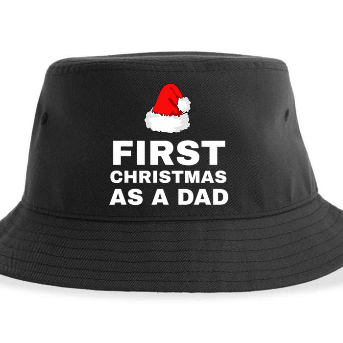 First Christmas As A Dad Funny New Dad Xmas Holiday Father Sustainable Bucket Hat