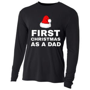 First Christmas As A Dad Funny New Dad Xmas Holiday Father Cooling Performance Long Sleeve Crew