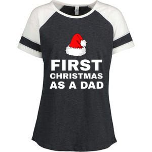 First Christmas As A Dad Funny New Dad Xmas Holiday Father Enza Ladies Jersey Colorblock Tee