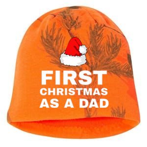 First Christmas As A Dad Funny New Dad Xmas Holiday Father Kati - Camo Knit Beanie