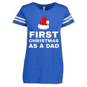 First Christmas As A Dad Funny New Dad Xmas Holiday Father Enza Ladies Jersey Football T-Shirt