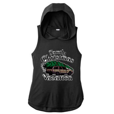 Family Christmas And Holiday Vacation Roadtrip Wagon Gift Ladies PosiCharge Tri-Blend Wicking Draft Hoodie Tank