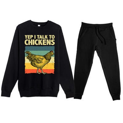 Funny Chicken Art Poultry Chicken Farmer Premium Crewneck Sweatsuit Set