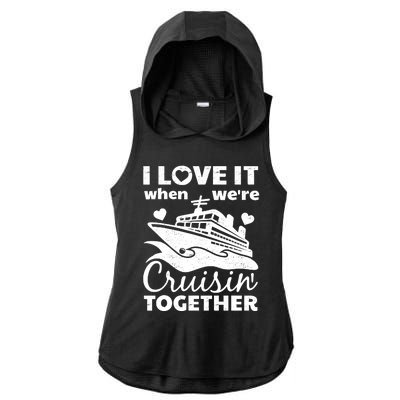 Funny Cruising Art Couples Cruise Ship Lovers Ladies PosiCharge Tri-Blend Wicking Draft Hoodie Tank