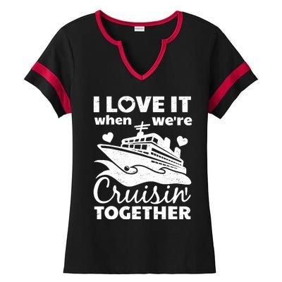 Funny Cruising Art Couples Cruise Ship Lovers Ladies Halftime Notch Neck Tee