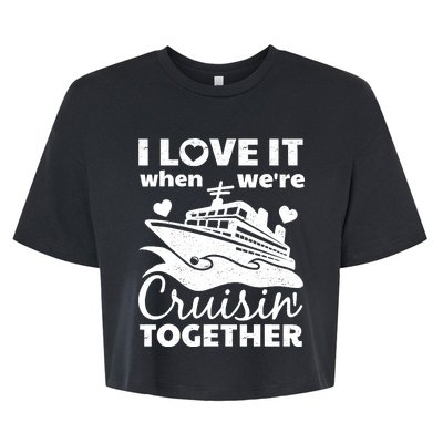 Funny Cruising Art Couples Cruise Ship Lovers Bella+Canvas Jersey Crop Tee