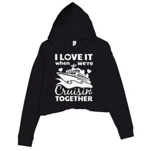 Funny Cruising Art Couples Cruise Ship Lovers Crop Fleece Hoodie