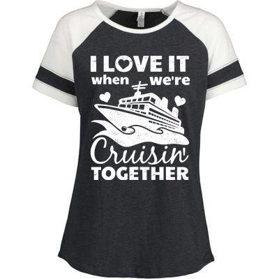 Funny Cruising Art Couples Cruise Ship Lovers Enza Ladies Jersey Colorblock Tee