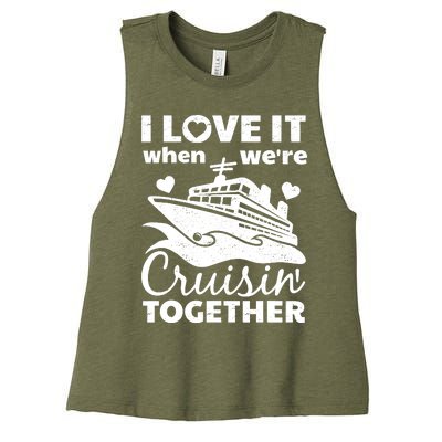 Funny Cruising Art Couples Cruise Ship Lovers Women's Racerback Cropped Tank