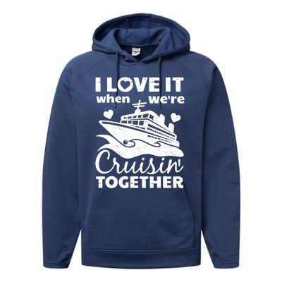 Funny Cruising Art Couples Cruise Ship Lovers Performance Fleece Hoodie