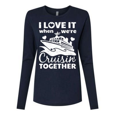 Funny Cruising Art Couples Cruise Ship Lovers Womens Cotton Relaxed Long Sleeve T-Shirt