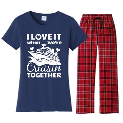 Funny Cruising Art Couples Cruise Ship Lovers Women's Flannel Pajama Set