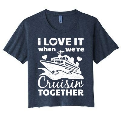 Funny Cruising Art Couples Cruise Ship Lovers Women's Crop Top Tee