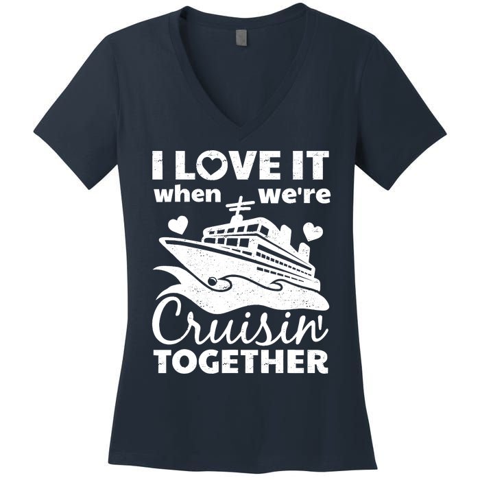 Funny Cruising Art Couples Cruise Ship Lovers Women's V-Neck T-Shirt