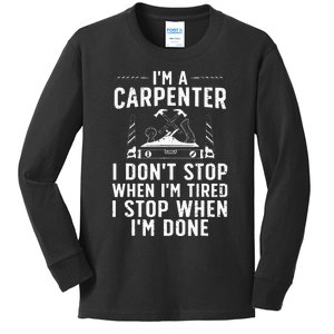 Funny Carpenter Art For Wo Carpenter Tool Carpentry Kids Long Sleeve Shirt