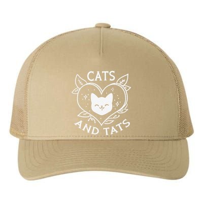 Funny Cats And Tats Product Tattoo Art Design Yupoong Adult 5-Panel Trucker Hat