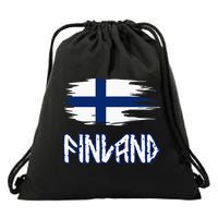 Finland Cool Ancient Nordic Style Flag Drawstring Bag