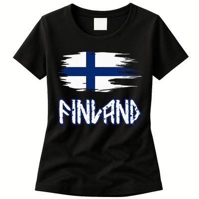 Finland Cool Ancient Nordic Style Flag Womens T-Shirt
