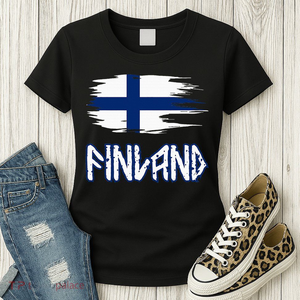Finland Cool Ancient Nordic Style Flag Womens T-Shirt