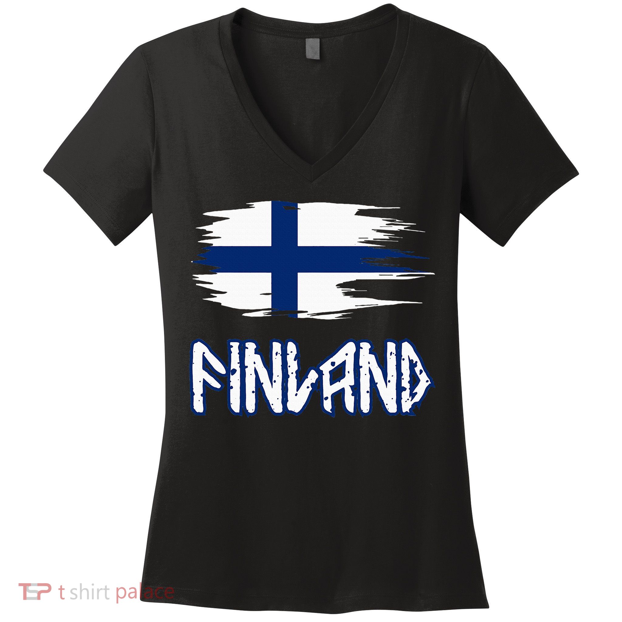 Finland Cool Ancient Nordic Style Flag Women's V-Neck T-Shirt
