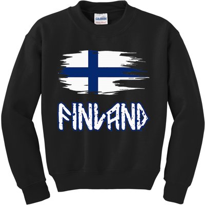 Finland Cool Ancient Nordic Style Flag Kids Sweatshirt