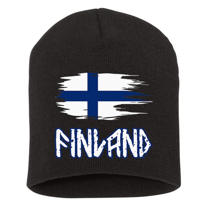 Finland Cool Ancient Nordic Style Flag Short Acrylic Beanie