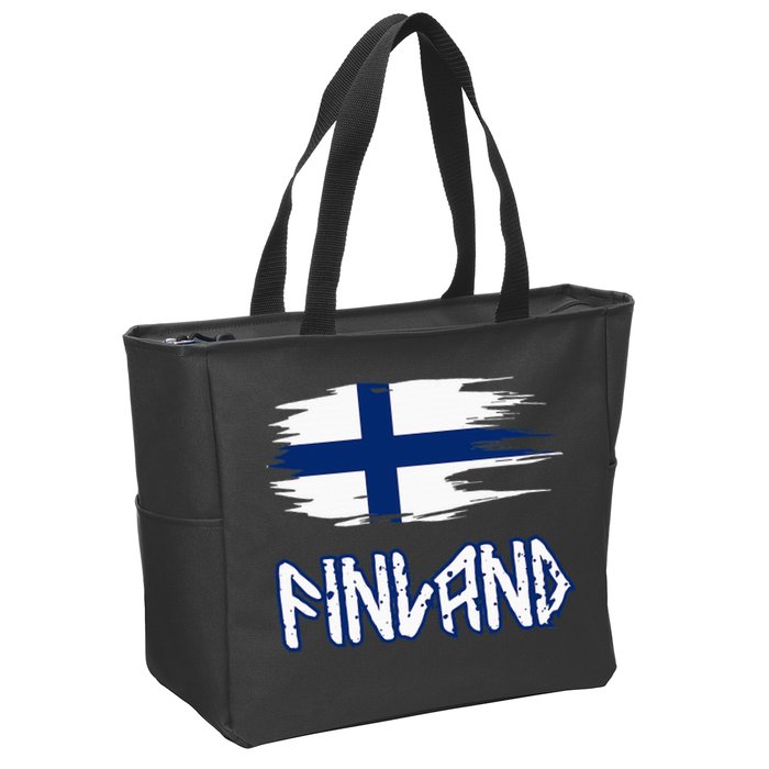 Finland Cool Ancient Nordic Style Flag Zip Tote Bag