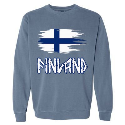 Finland Cool Ancient Nordic Style Flag Garment-Dyed Sweatshirt