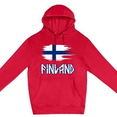 Finland Cool Ancient Nordic Style Flag Premium Pullover Hoodie