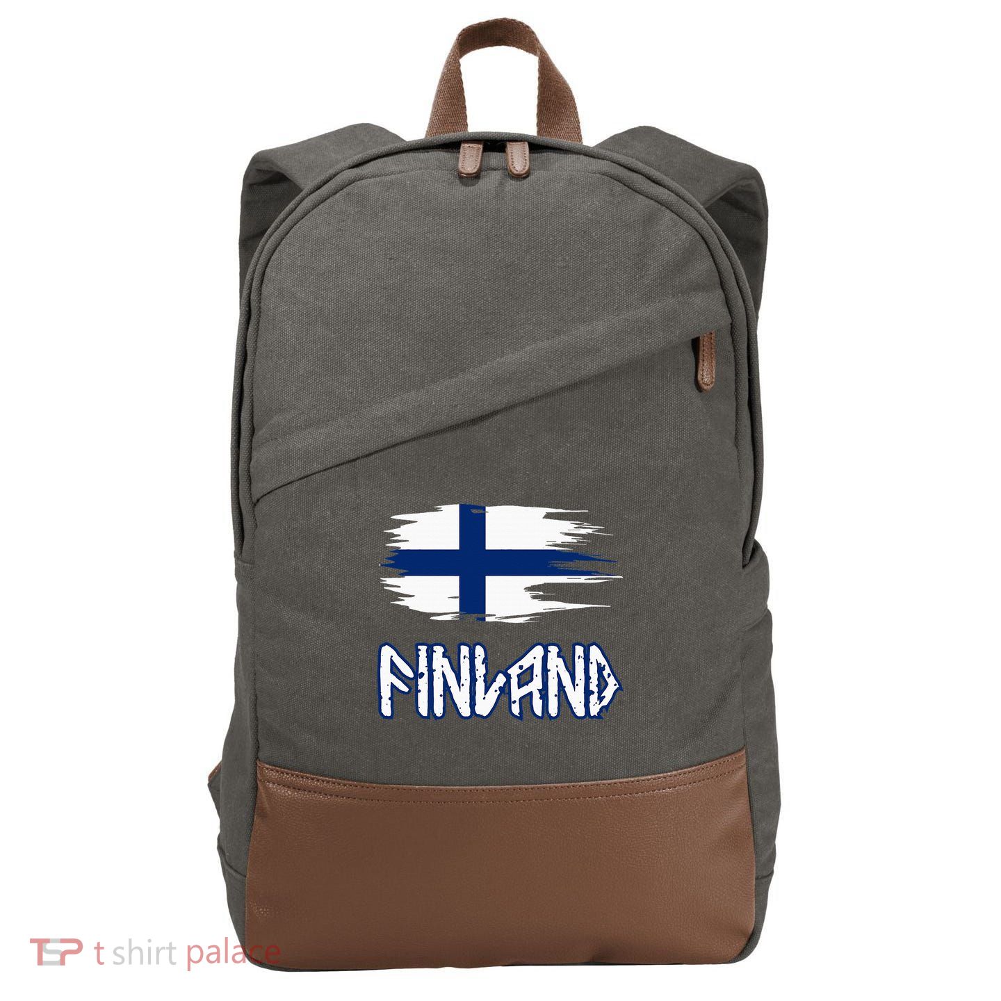 Finland Cool Ancient Nordic Style Flag Cotton Canvas Backpack