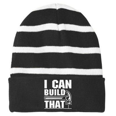 Funny Carpenter Art For Wo Carpentry Tools Woodworker Striped Beanie with Solid Band