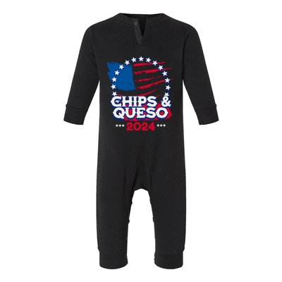 Funny Chips And Queso Patriotic Political Voter Humor 2024 Infant Fleece One Piece