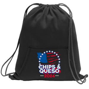 Funny Chips And Queso Patriotic Political Voter Humor 2024 Sweatshirt Cinch Pack Bag