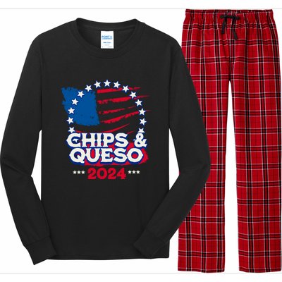 Funny Chips And Queso Patriotic Political Voter Humor 2024 Long Sleeve Pajama Set