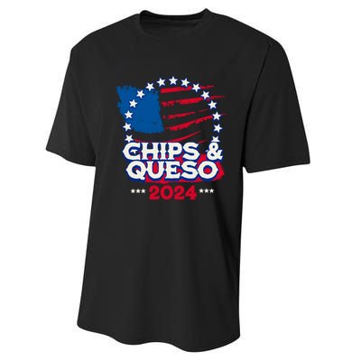 Funny Chips And Queso Patriotic Political Voter Humor 2024 Performance Sprint T-Shirt