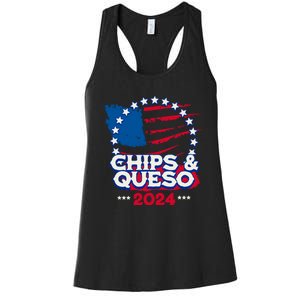 Funny Chips And Queso Patriotic Political Voter Humor 2024 Women's Racerback Tank