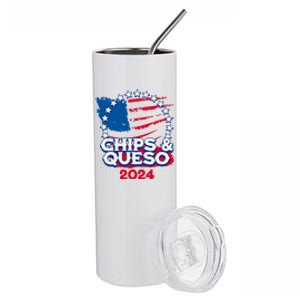 Funny Chips And Queso Patriotic Political Voter Humor 2024 Stainless Steel Tumbler