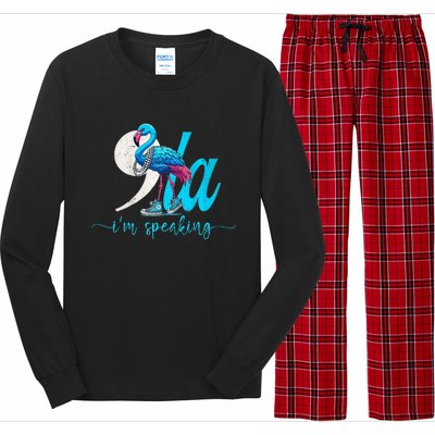 Flamingo Chucks And Pearls Funny Comma La Kamala Harris 2024 Premium Long Sleeve Pajama Set