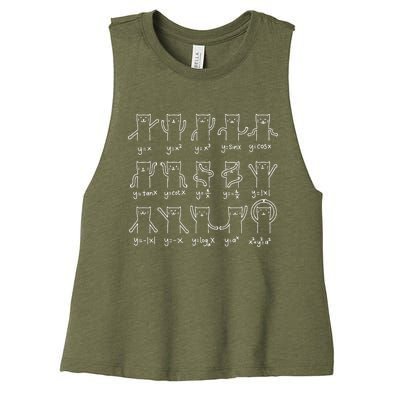 Funny Cat And Math Funny Math Cat Algebra Lover Funny Cat Women's Racerback Cropped Tank