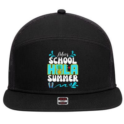 Funny Cute Adios School Hola Summer lovley 7 Panel Mesh Trucker Snapback Hat