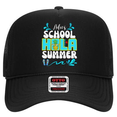 Funny Cute Adios School Hola Summer lovley High Crown Mesh Back Trucker Hat