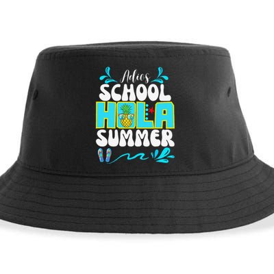 Funny Cute Adios School Hola Summer lovley Sustainable Bucket Hat