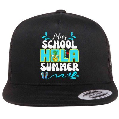 Funny Cute Adios School Hola Summer lovley Flat Bill Trucker Hat