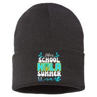 Funny Cute Adios School Hola Summer lovley Sustainable Knit Beanie