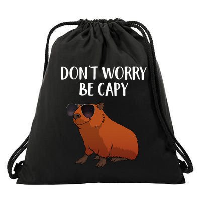 Funny Capybara Art For Cavy Rodent Lover Capybara Drawstring Bag