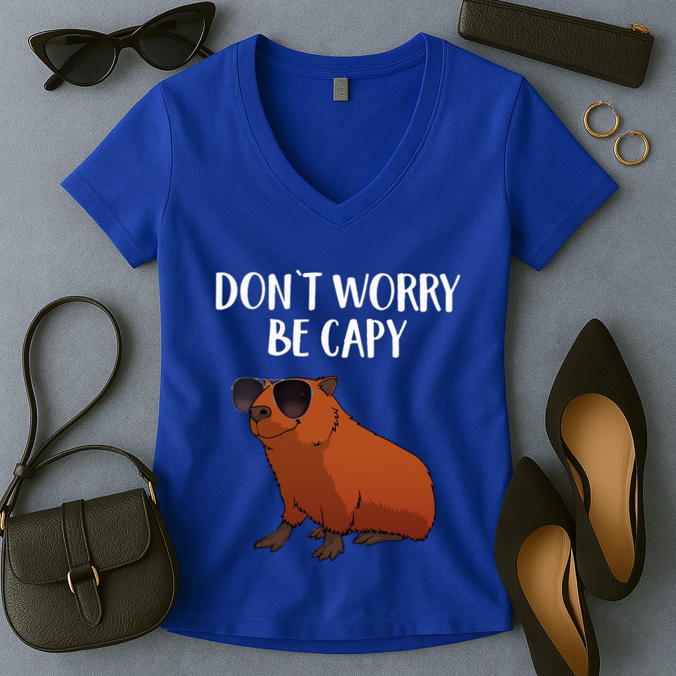 Funny Capybara Art For Cavy Rodent Lover Capybara Women's V-Neck T-Shirt