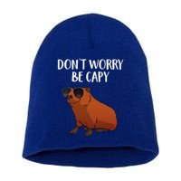 Funny Capybara Art For Cavy Rodent Lover Capybara Short Acrylic Beanie
